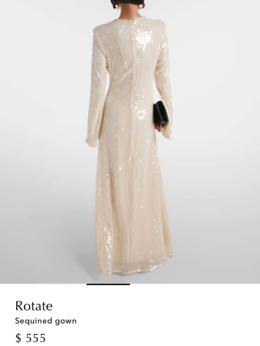 Rotate Long Sleeve Sequin Gown in Champagne